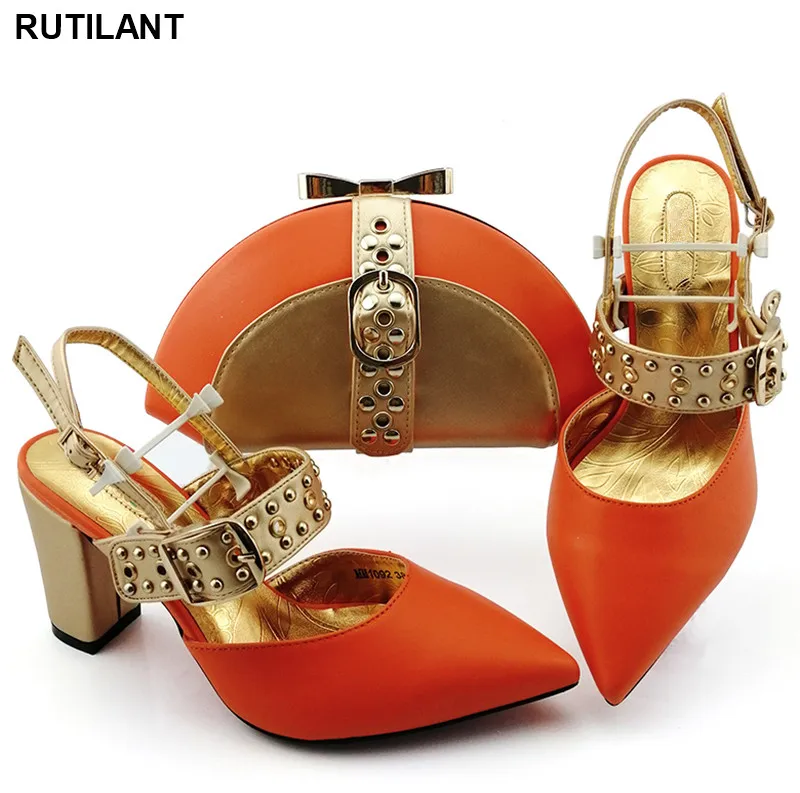 

Italian Shoe and Bag Set for Party In Women Summer High Heeled Shoes for Women Nigerian Shoes and Matching Bags Buckle Strap