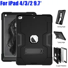 Armor Case For iPad 4 3 2 9.7 Heavy Duty Silicone TPU+ PC Hard Stand Drop Shock Proof+ Screen Protector IP71