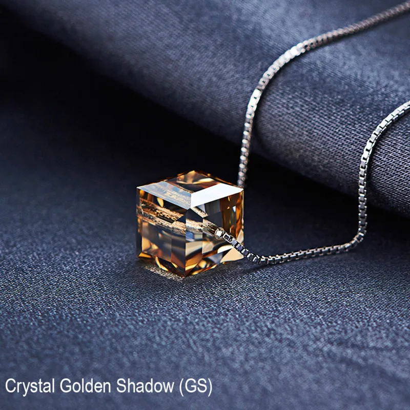 Кристаллы от Swarovski Квадратные бусины подвески ожерелья для женщин новая модная Серебряная цепочка ожерелья Свадебные украшения подарок