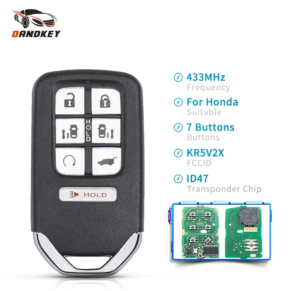 Dandkey умный дистанционный ключ для Honda Odyssey 2018 2019 транспондер 4D47 / ID47 чип 433 МГц Fob 7