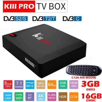 

MECOOL KIII PRO DVB S2 DVB T2 DVB C Android 7.1 TV Box 3GB 16GB Amlogic S912 Octa Core 4K Combo CCCAM NEWCAMD Biss key PowerVU