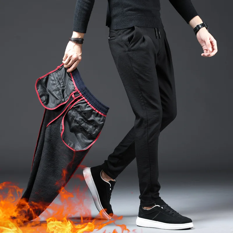 Мужские зимние брюки мужские свободные Стрейчевые спортивные брюки толстые Джоггеры мужские брюки мужские плюс размер флисовые брюки с подкладкой