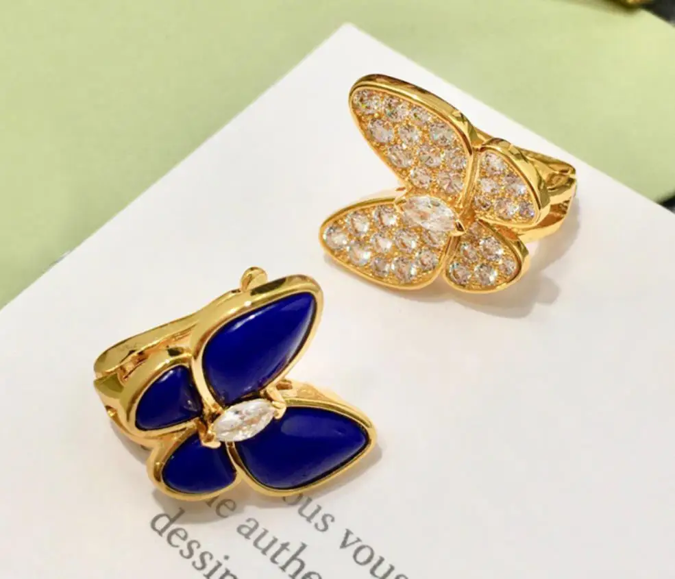 925 пробы, серебряные, элегантные CZ серьги в форме бабочки с кристаллами, милые животные, разноцветные насекомые серьги, модные ювелирные изделия, Золотые серьги