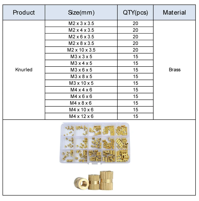 Cobre, Parafuso Insere Kit de Reparação, M2M3M4M5, 330 Pcs