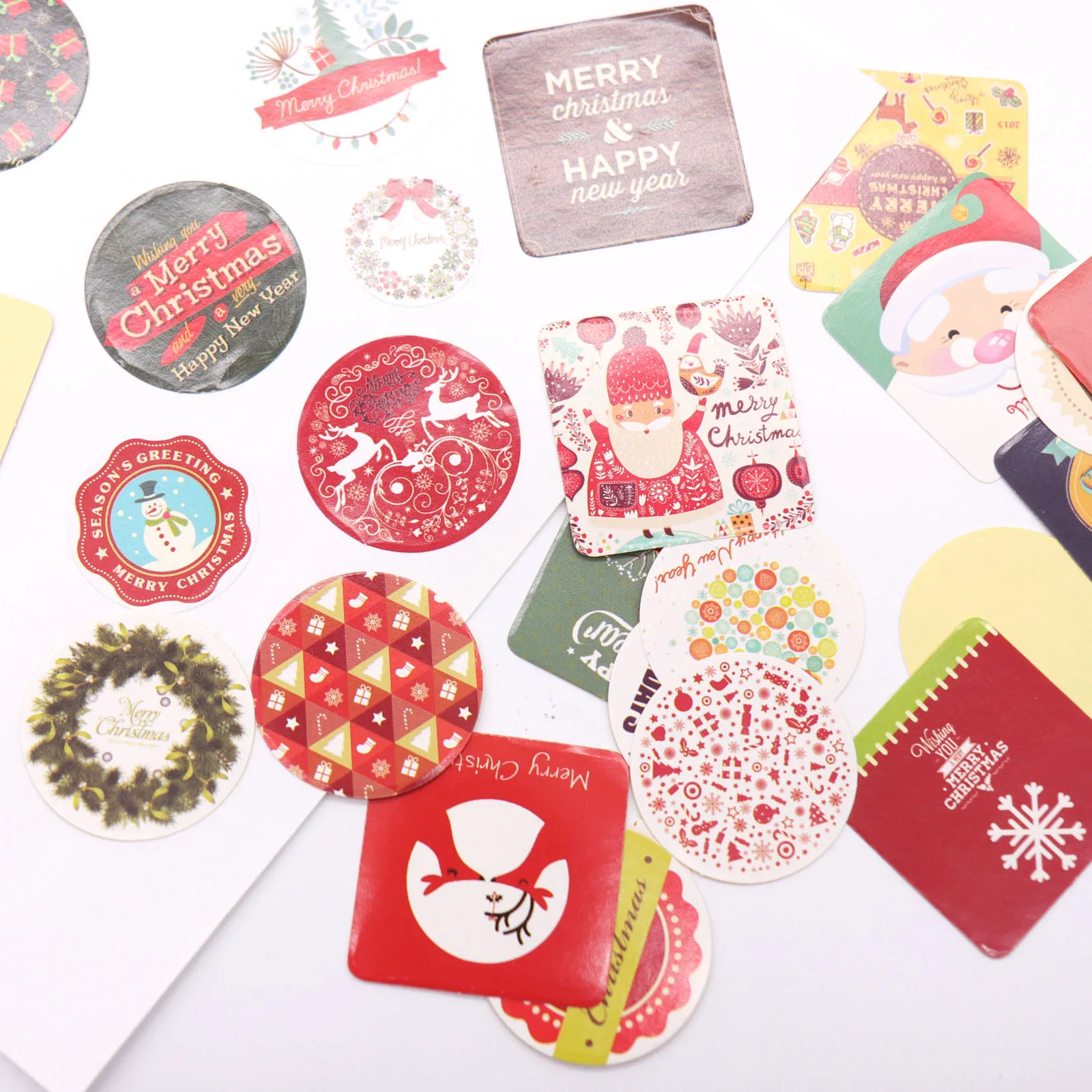 

38/48pcs Merry Christmas Scrapbooking Stickers Santa Claus Elk New Year Scrapbook die cut DIY Paper Stickers Gift Package Decor