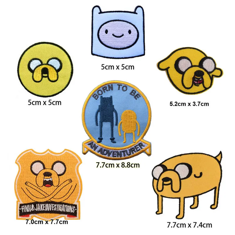 10 PCS Time Adventurer Finn and Jake Embroidered Iron On Patch the Dog Children Jacket Backpack DIY Clothing Accessories | Дом и сад