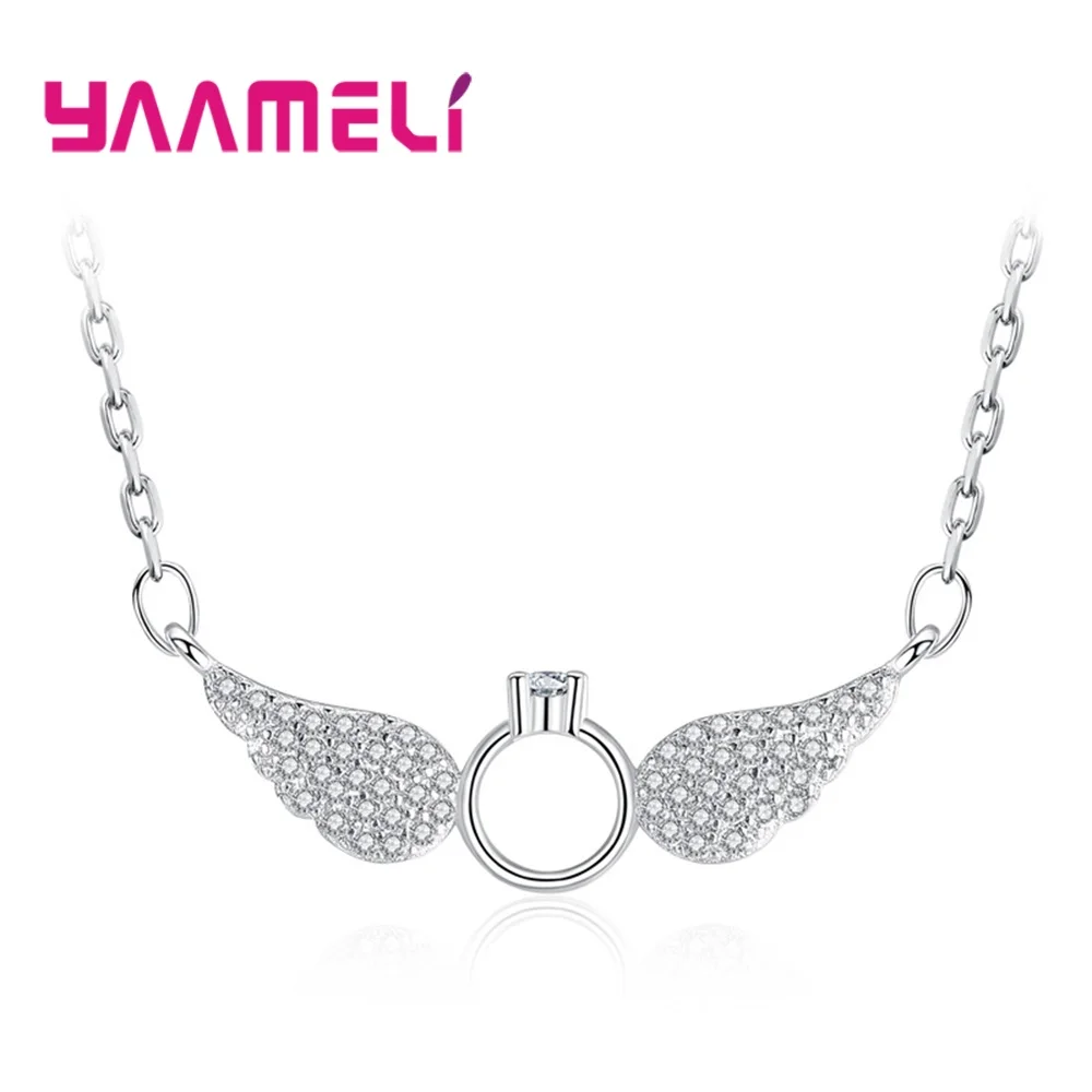 High Standard 925 Silver Choker Necklace for Girlfriend Wife Gift Romantic Flying Wing Pendant AAAAA Zircon Paved Bijou | Украшения и