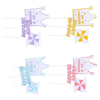 

12PCS Cake Topper Exquisite Funny Lovely Decorative Creative Inserted Cards Topper for Birthday Party