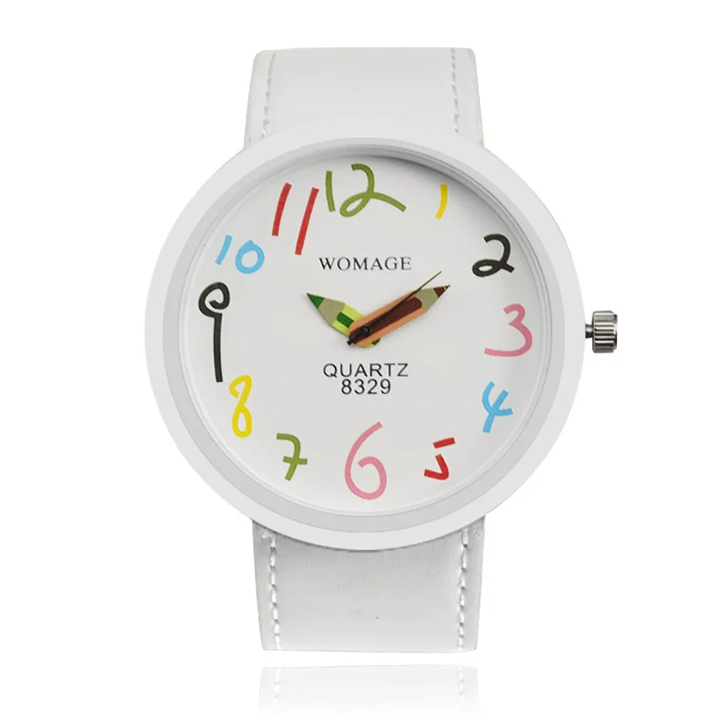 

AliExpress Hot Selling Womage Large Dial Student with Numbers Watch Quartz Watch Korean-style New Style