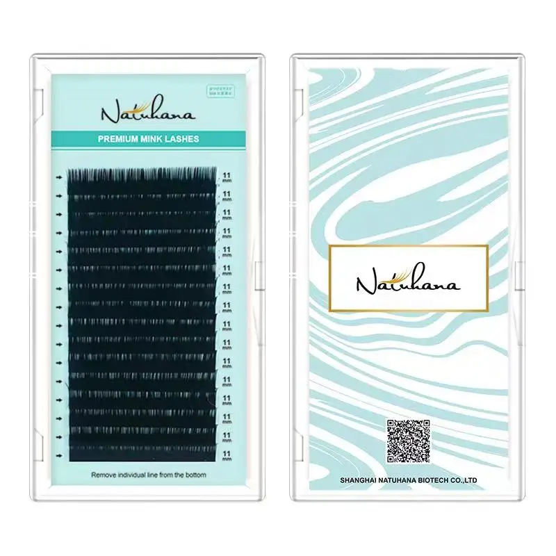 NATUHANA 16Rows C cc D dd Natural Mink Eyelash Extension individual Korea PBT Fake Eyelashes Matte False Eye Lashes Makeup Tools