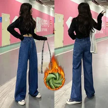 Большие размеры, вельветовые джинсы с высокой талией и широкими штанинами, женские джинсы с дырками, женские джинсы, джинсы для мам, женские джинсы из денима