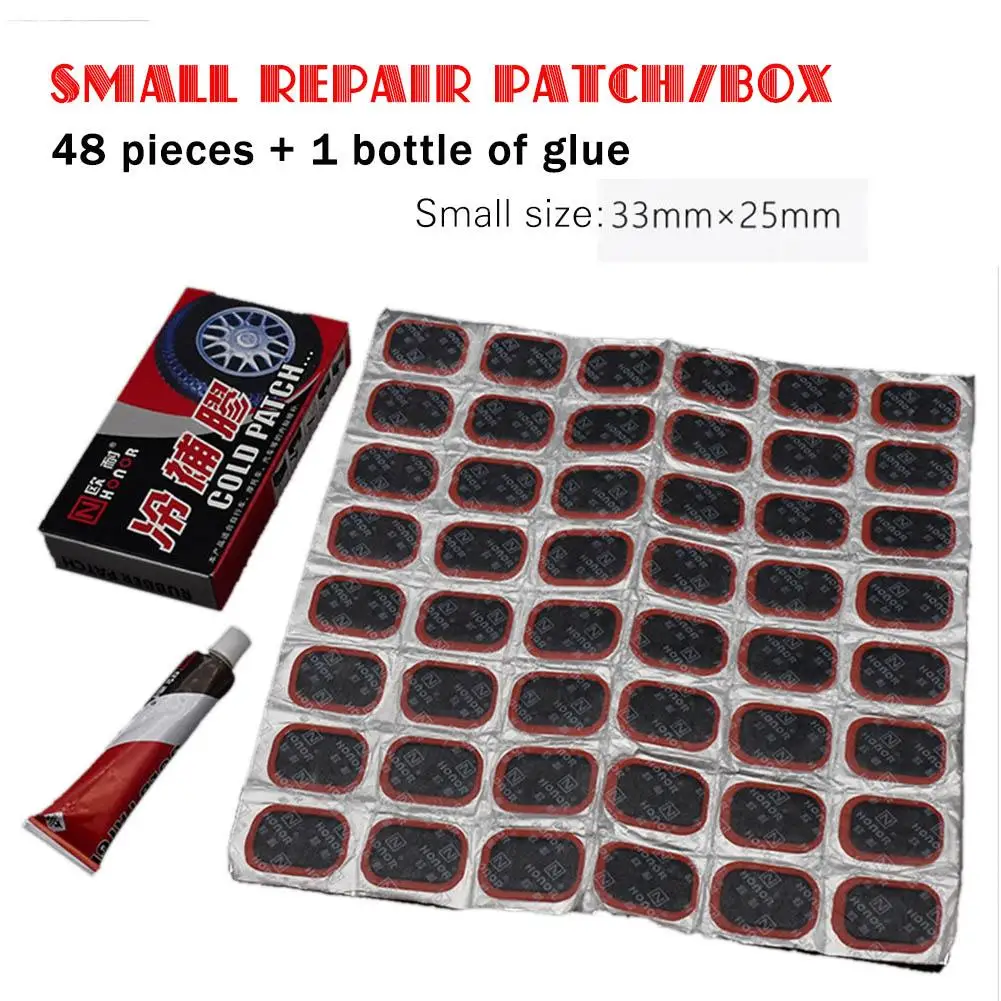 

48 Pcs+1 Glue High Quality Round Bicycle Motor Bike Electric Car Tire Tyre Rubber Patch Glue Cycling Tire Puncture Repair Tools