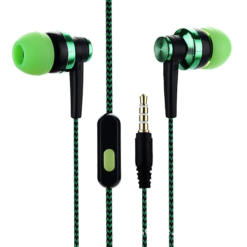 Nylon Braided Headset Wired Earphone With Mic Portable Audio And Video Device for iphone Xiaomi Wired In-ear Earphones D7