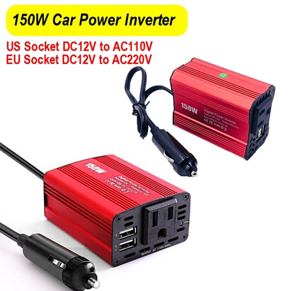 Inversor De Corriente Para Coche Adaptador De Cargador De 150W 12V De 