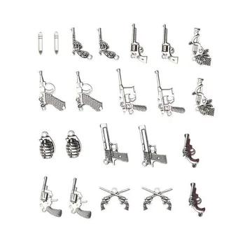 

22pcs Charms Pistol Gun 30mm Handmade Craft DIY Bracelet Necklace Pendant For Making Jewelry Fit Vintage Silver Color