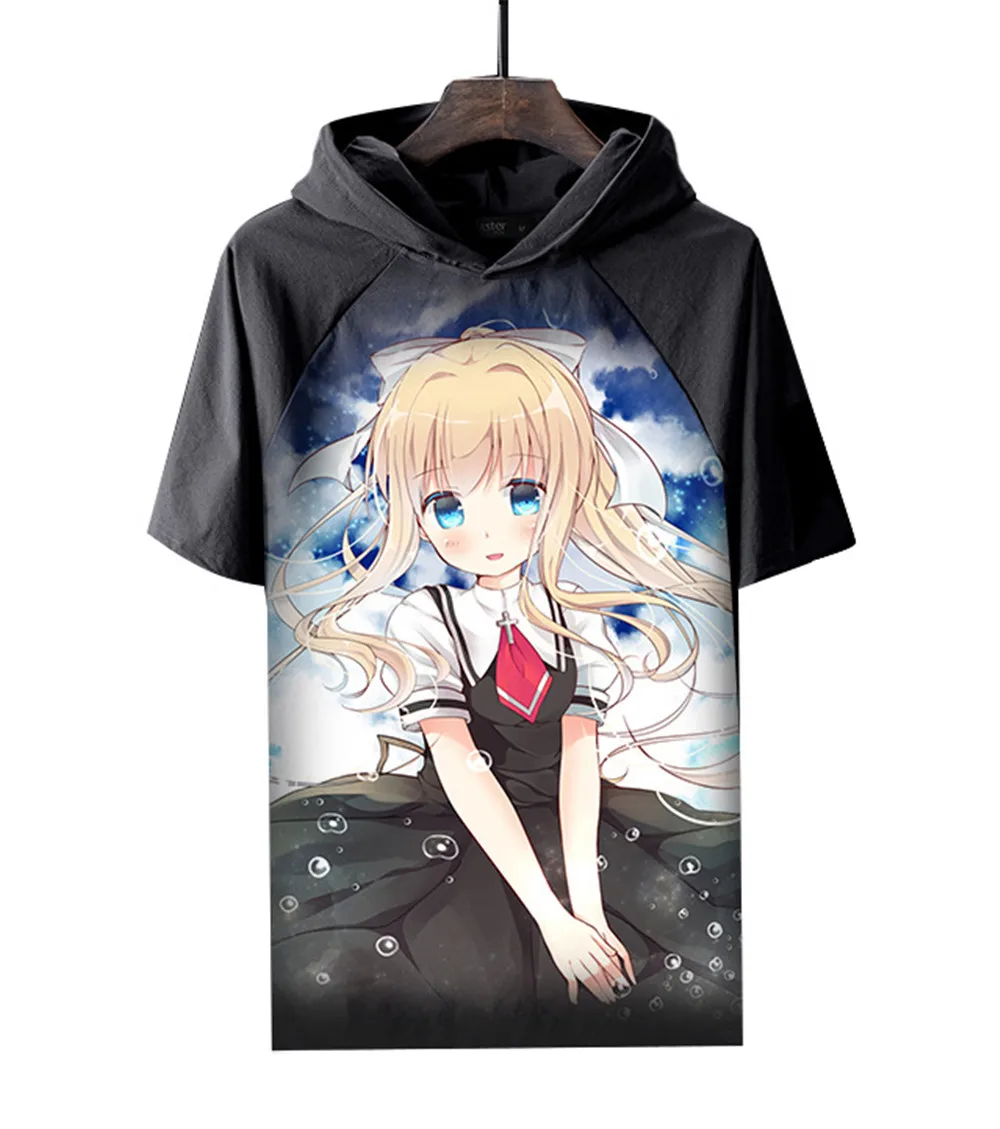 Аниме AIR Kunisaki Yukito Kamio Misuzu футболка для косплея для мужчин и женщин модная повседневная футболка с коротким рукавом и капюшоном