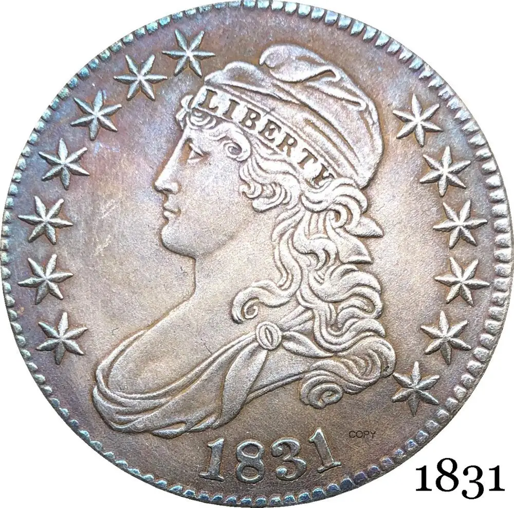 United States Of America Liberty Eagle 1831 50 Cents ½ Dollar Capped Bust Half Cupronickel Silver Plated Copy Coin | Дом и сад