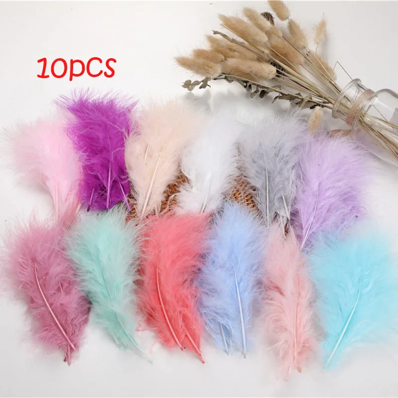 warm mix 10pcs Перья индейки 4-6 дюймов 10-16 см цыпленок боа Плюмы Марабу перья для рукоделия украшения для изготовления украшений 50 шт - Цвет: warm mix 10pcs