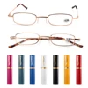 Unisex Mini Portable Metal Frame Reading Glasses With Metal Case Hot Slim Eyeglasses Vision Care Reader Spectacles +1.0 to 4.0 2