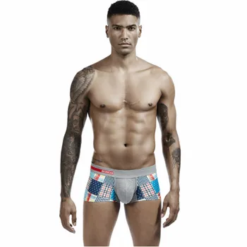 

Buy 2020 Style Plaid Printed Men's U Convex Underpants Health Cotton Gentleman's Low Waisted Underwear Four Shorts
