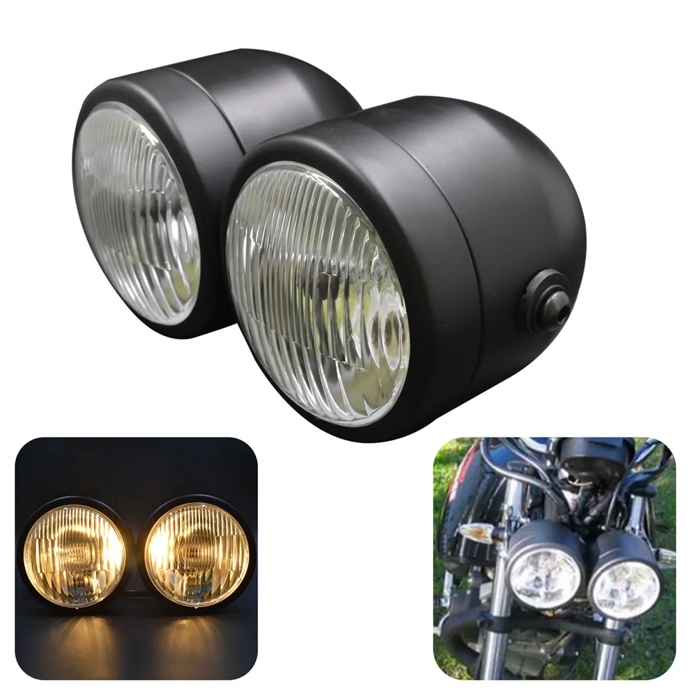 Motorcycle Twin Front Headlight lamp For Harley Street Fat Boy Dual Sport  Dirt Bikes Street Fighter Naked Cafe Racer Custom Bobb| | - AliExpress
