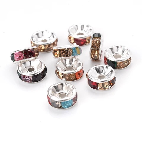 Rhinestone Spacer Beads Mix Color Czech Crystal Metal Spacers for Jewelry Making DIY Earrings Bracelets Accessories