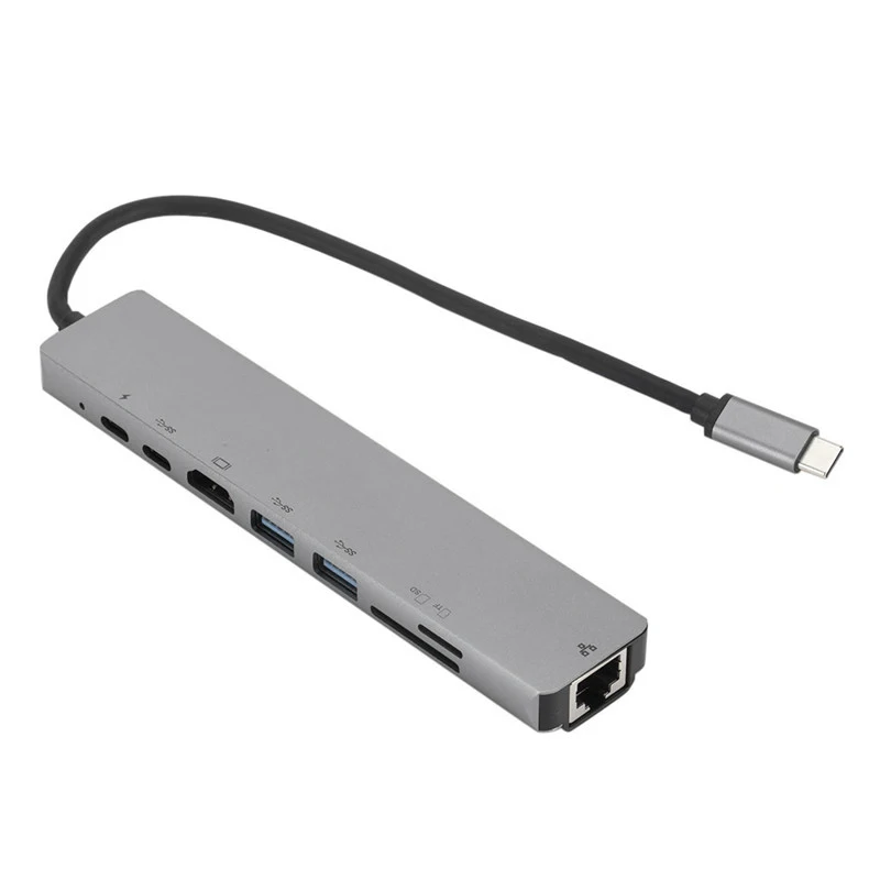 8 in 1 Usb Type C Hub Hdmi 4K Usb C Hub To Gigabit Ethernet Rj45 Lan Adapter for Macbook Pro Thunderbolt 2 Usb-C Charger Port Si