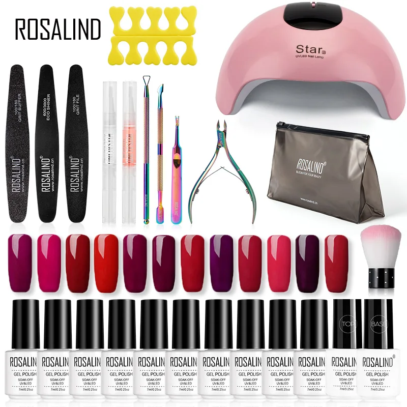 Günstig ROSALIND Gel Nagellack Kit Hybrid Lack Set Semi Permanent Gel Nagel Alle Für Maniküre UV LED Gel Lack Tränken off Nail art