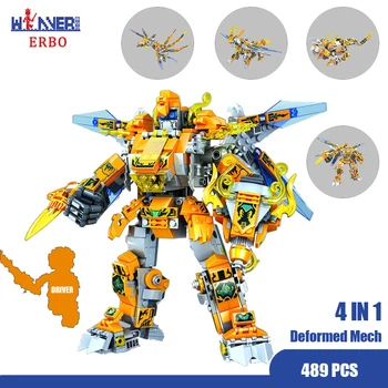 

ERBO 489Pcs Building Blocks Creator Serie Idea Robot Blocks Action Figures 4in1 Creators Building Blocks Compatible Technic Toys