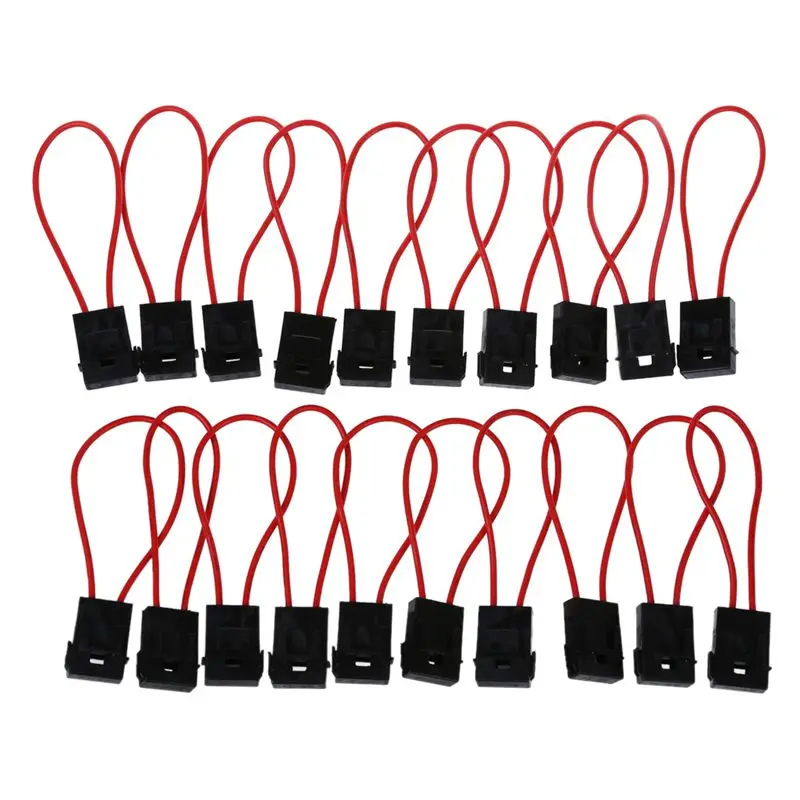 

30A Wire In-line Fuse Holder Block Black Red for Car Boat Truck 20pcs