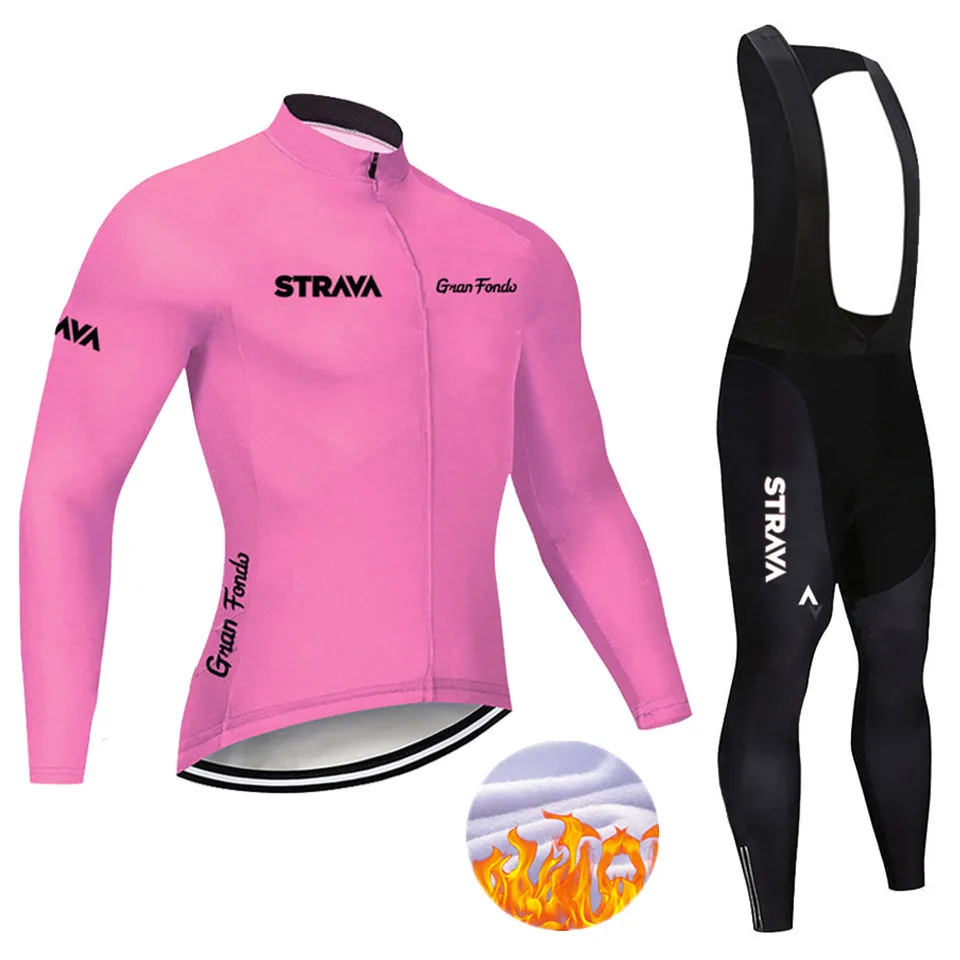 2021 STRAVA теплая зимняя флисовая одежда для езды на велосипеде костюм открытом