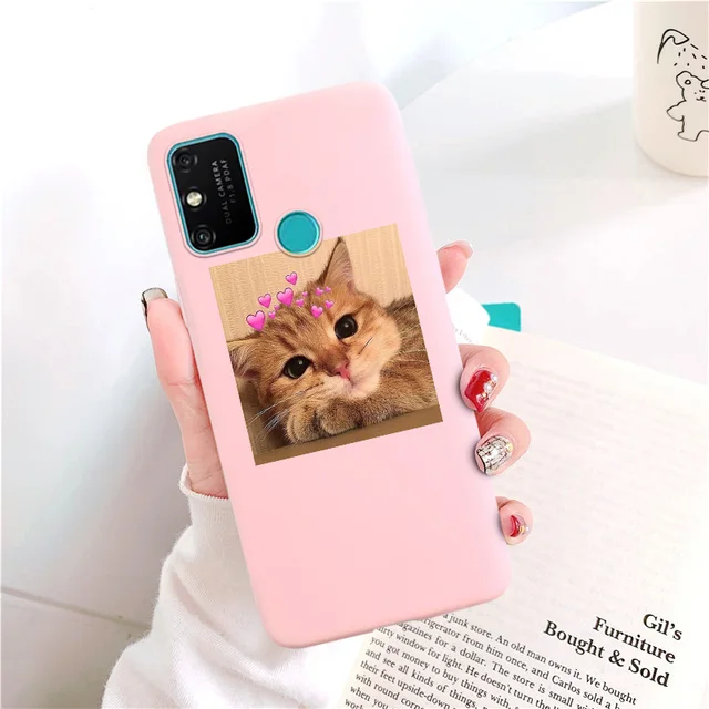 For Huawei Honor 8S 8A 8C 8X 6X 6C 9A 9C 9S 9X Lite 7C 7A Pro Case Cute Cat Matte Candy Silicone Cover Honor V10 V20 V30 X10 V9 009U130