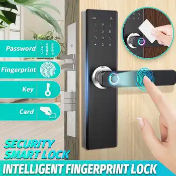 

4 in 1 Fingerprint Unlock Digtal Intelligent Smart Door Lock Aluminum alloy Anti-Theft Security Password IC Card