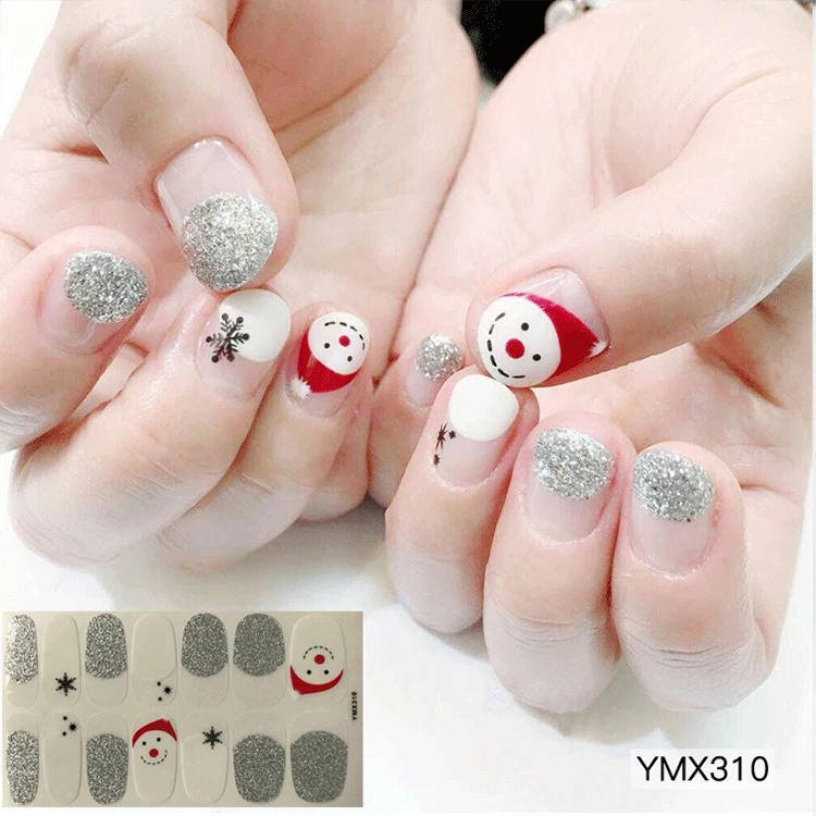 DIY Nail Art ремесло обертывания Рождественская тема наклейки для ногтей Снеговик Снежинка узоры клей год наклейки для подарков