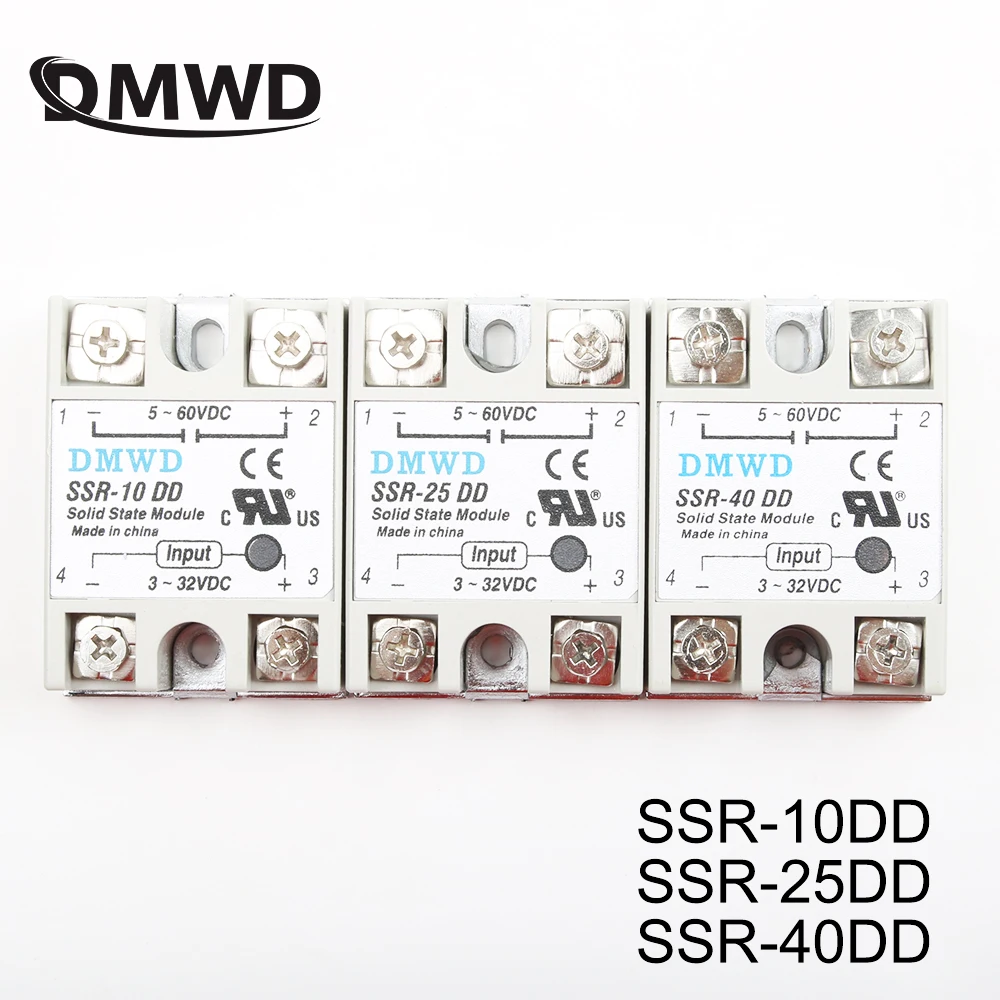 Твердотельные реле SSR-10DD SSR-25DD SSR-40DD 10A 25A 40A AC Управление DC генератор импульсов 3-32 В постоянного тока в переменный 5-60VDC SSR 10AA 25AA 40AA