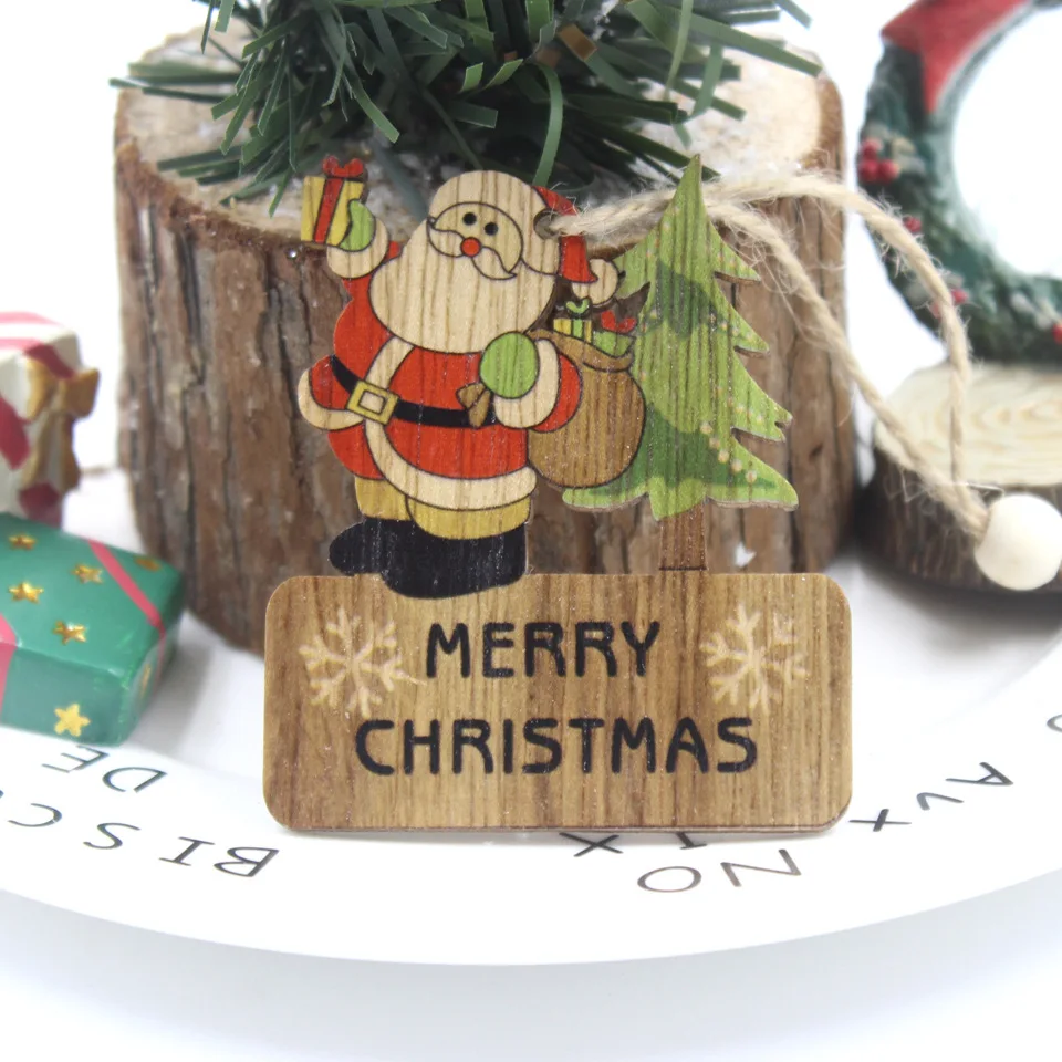 3pcs Style 2 santa 3 шт./партия, рождественские деревянные DIY подвесные украшения, рождественские украшения для дома, Новогодние Детские подарки, Natal Navidad Decoracion - Цвет: 3pcs Style 2 santa