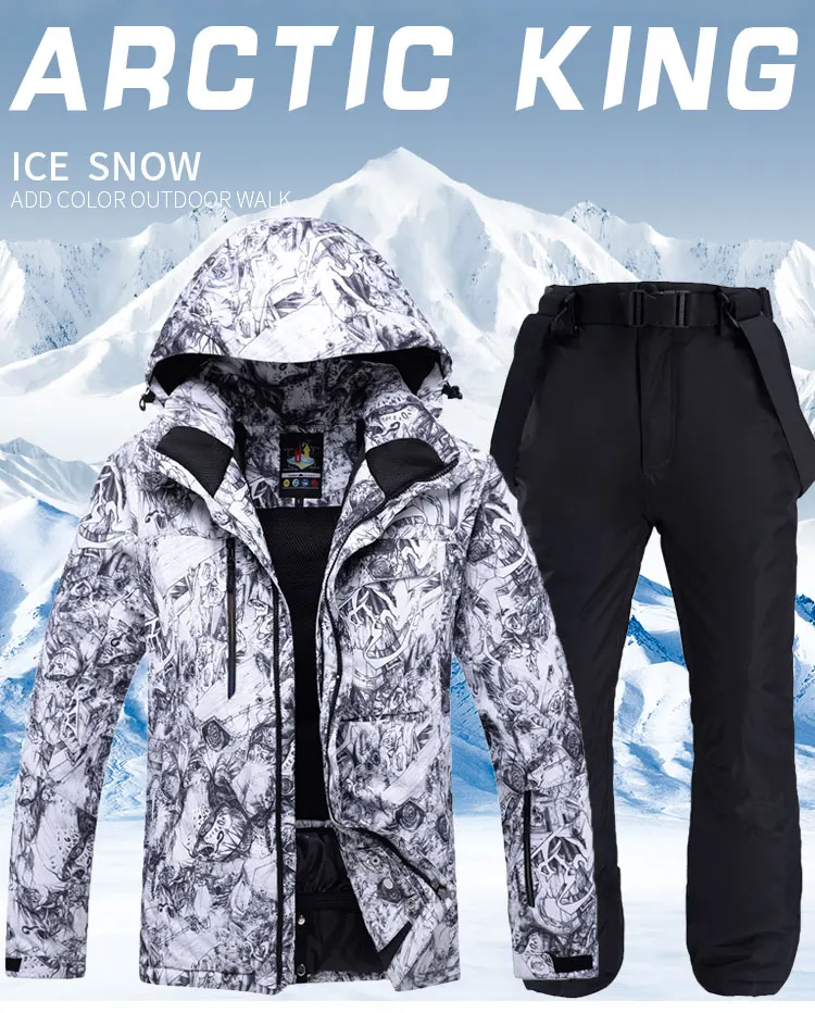 Новинка, хит, лыжный костюм для мужчин, для сноуборда, Двойные лыжи, водонепроницаемый, зимний, для улицы, лыжный костюм, мужской костюм, куртка+ штаны, плотный теплый зимний костюм
