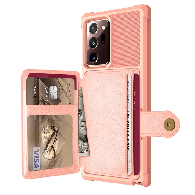 for Samsung Galaxy Note 20 Ultra/Note 20 5G Credit Card Case PU Leather Flip Wallet Cover with Photo Holder Hard Back Cover Rose Gold