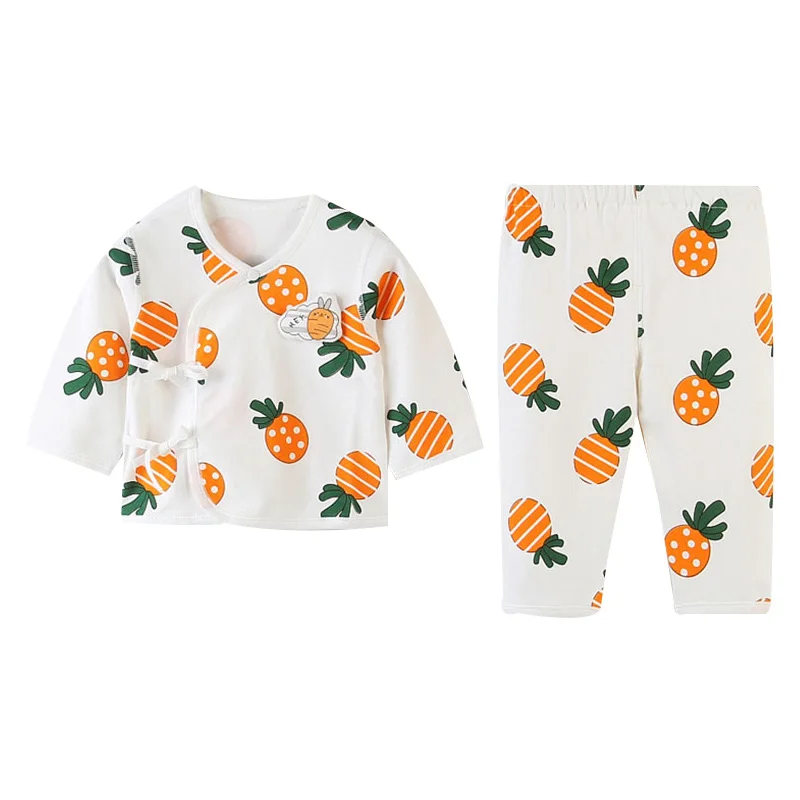 Детские пижамы детская одежда для сна детские пижамы комплекты блузка с длинными рукавами и цветочным рисунком для мальчиков и девочек Топы+ штаны, хлопковая одежда для сна от 0 до 12 месяцев