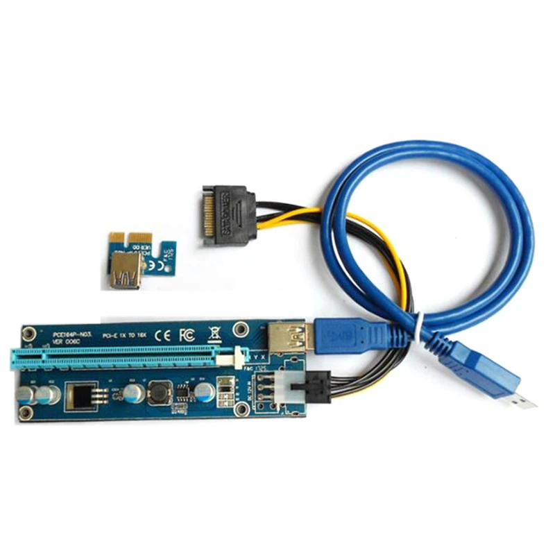10 шт. VER006C 1X до 16X PCI Express PCIE PCI-E карта расширения 006C расширитель 60 см USB 3 0 кабель SATA к