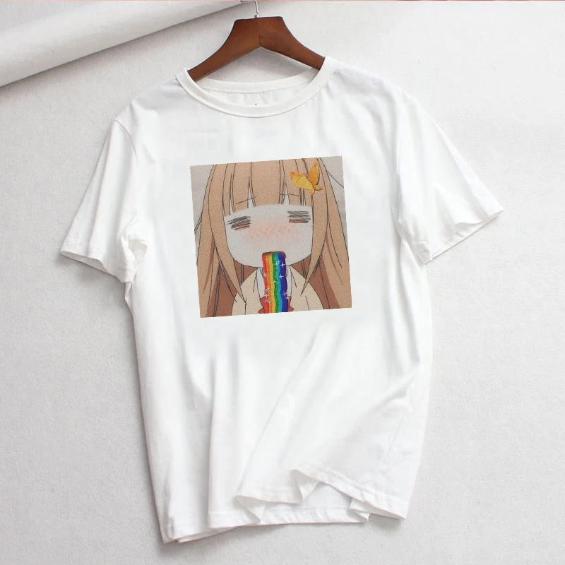 Japanese new casual fashion plus size O-neck short sleeve female cartoon Harajuku tops tees funny cute Ulzzang T-shirt