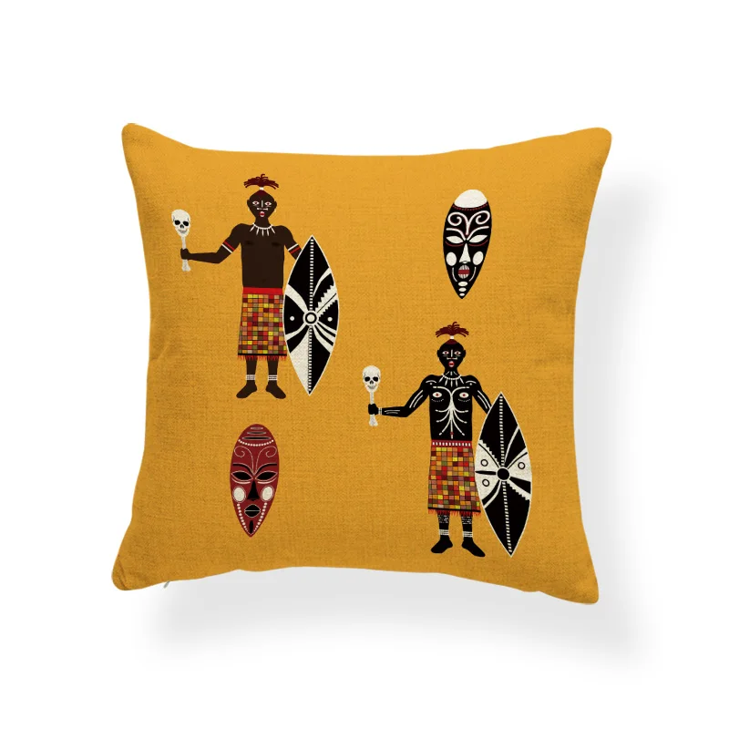 Africa Painting Throw Pillows Art Print African Exotic Decoration Style Sofa Pillowcase Polyester Blend Decorative Cushion Cover - Цвет: 1