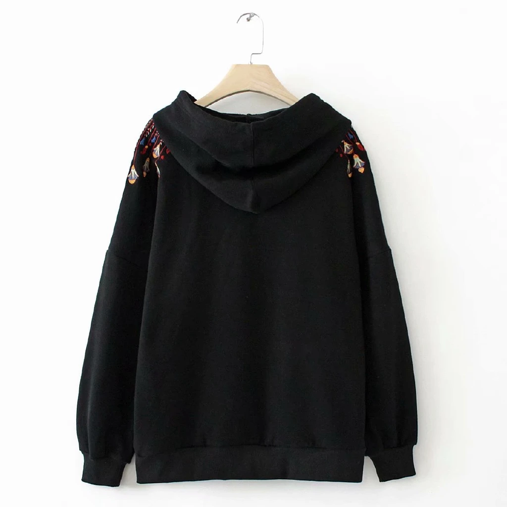 Большие размеры, XL-3XL, женские утепленные толстовки, пуловер с цветочной вышивкой, повседневные топы