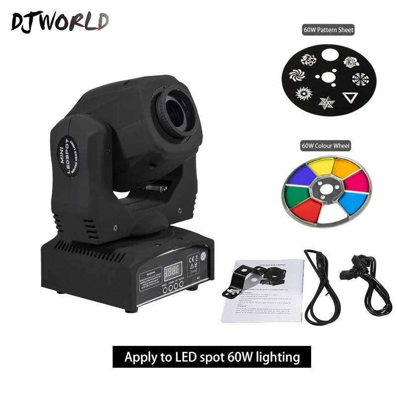 LED Spot 60W Black Djworld светодиодный 30 Вт/60W90W точечное движущееся освещение 6 призм DMX управление гобо стробоскоп лампа для дискотеки Dj вечерние сценические огни оборудование - Цвет: LED Spot 60W Black
