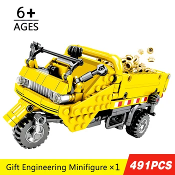 

491pcs Engineering Tricycle Model Technic Machine Building Blocks City Construction Bricks Toys for Boys Children
