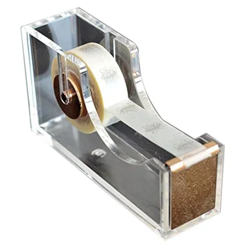 

Modern Desktop Tape Dispenser - Acrylic Office Desk Supplies for Office, School and Home - Anti-Slip Base(Gold Tone)
