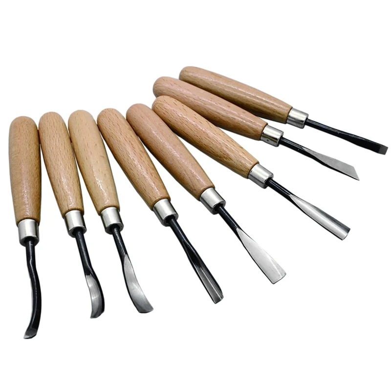 Wood Carving Chisel Set 8Pieces Professional Sculpture Woodworking Crafting Tool 