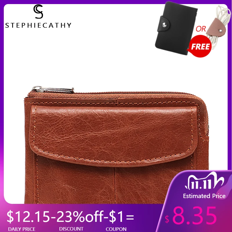 SC Women Real Leather Small Wallet Lady Mini Flap Bag Short Femal Coin Purse Girls Card Holder Key Chain Handbag | Багаж и сумки