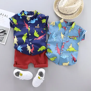 

LCJMMO 2Pcs Baby Boys Clothes Sets Shirts Print Cartoon Tops Summer Casual Children Clothes Shorts Pants Suit Kids Boy Clothes