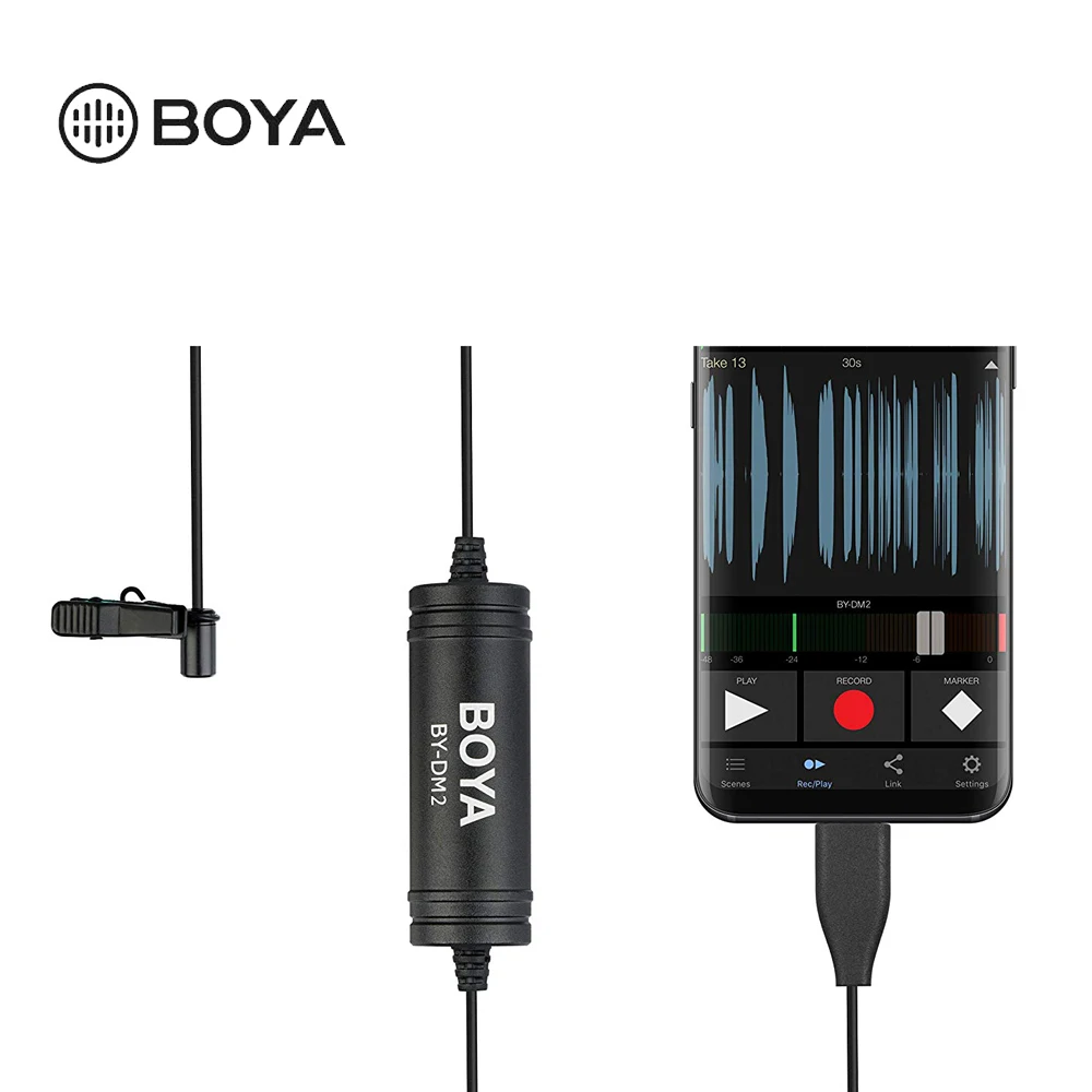 BOYA BY-DM2 Lavalier конденсаторный микрофон type-C порт интервью Vlogging всенаправленный микрофон для мобильного телефона Android